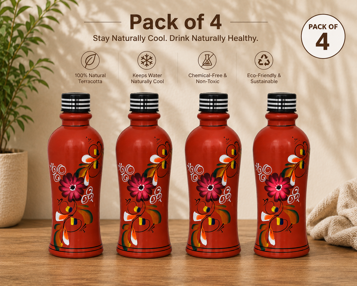 Printed Bottle Pack of 4