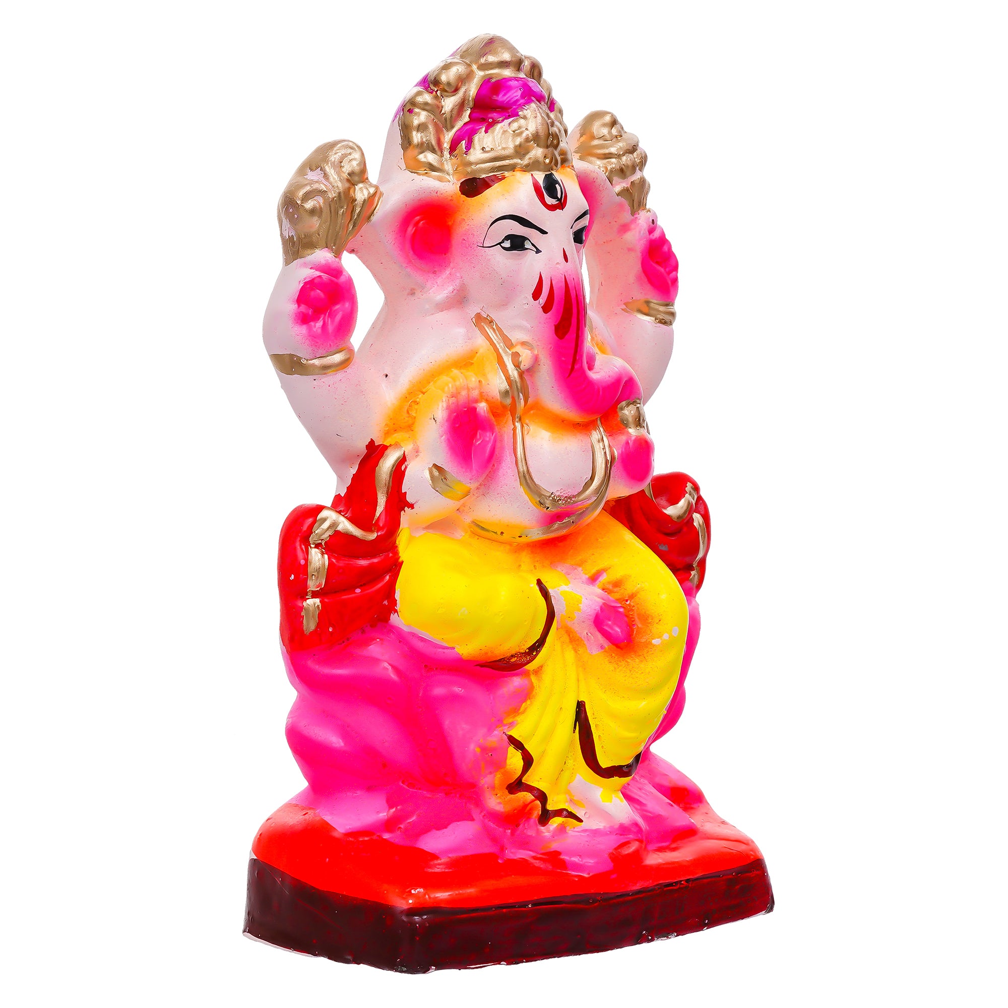 Eco-Friendly Clay Ganesh Idol 6 Inch | Water Soluble Handmade Ganpati Murti | Natural Mitti Ganesh for Ganesh Chaturthi Pooja complet water Soluble 100% kaccha ganesh idol
