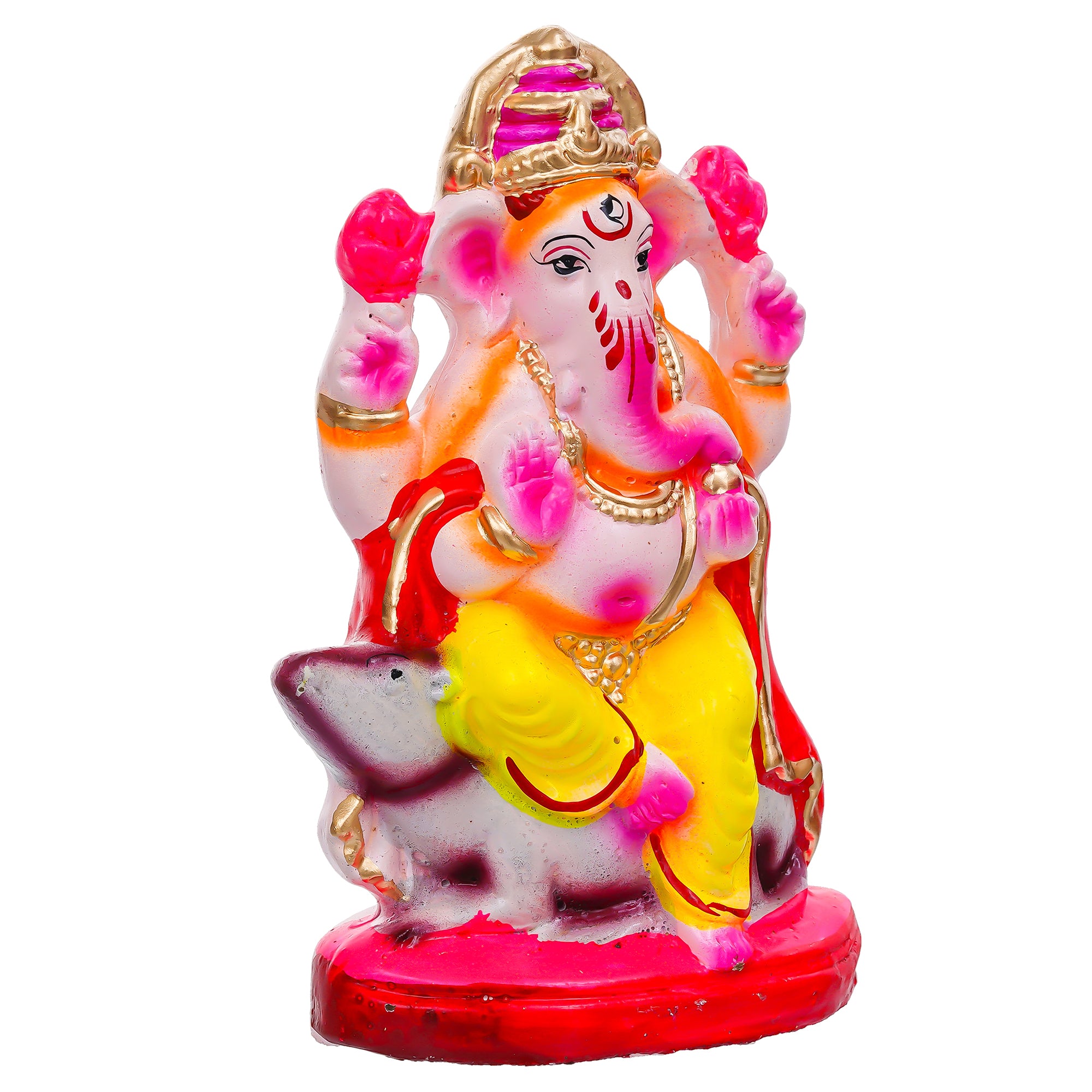 Eco-Friendly Clay Ganesh Idol 6 Inch | Water Soluble Handmade Ganpati Murti | Natural Mitti Ganesh for Ganesh Chaturthi Pooja complet water Soluble 100% kaccha ganesh idol