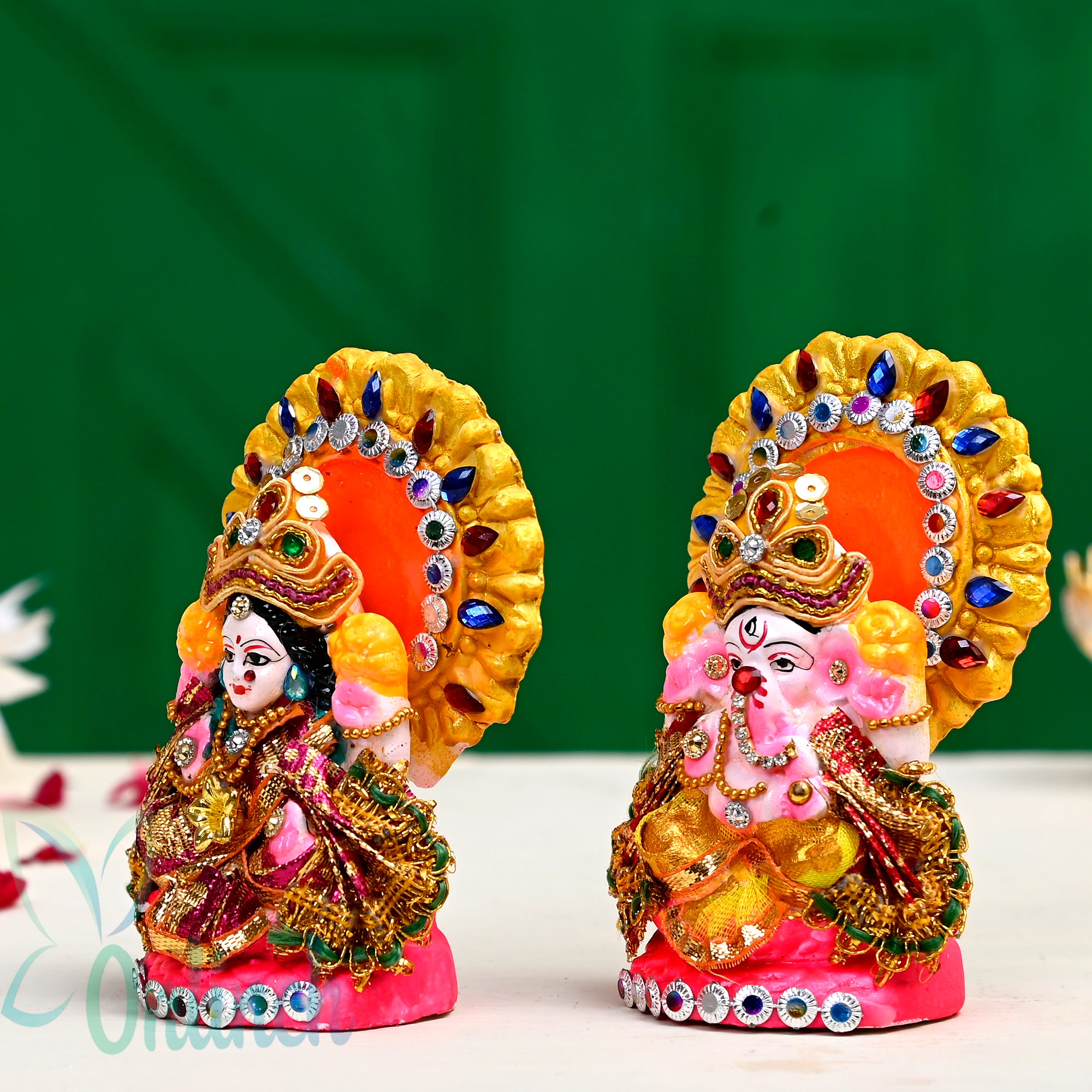 Decorative Clay Laxmi Ganesh Idol Set 5 Inch
