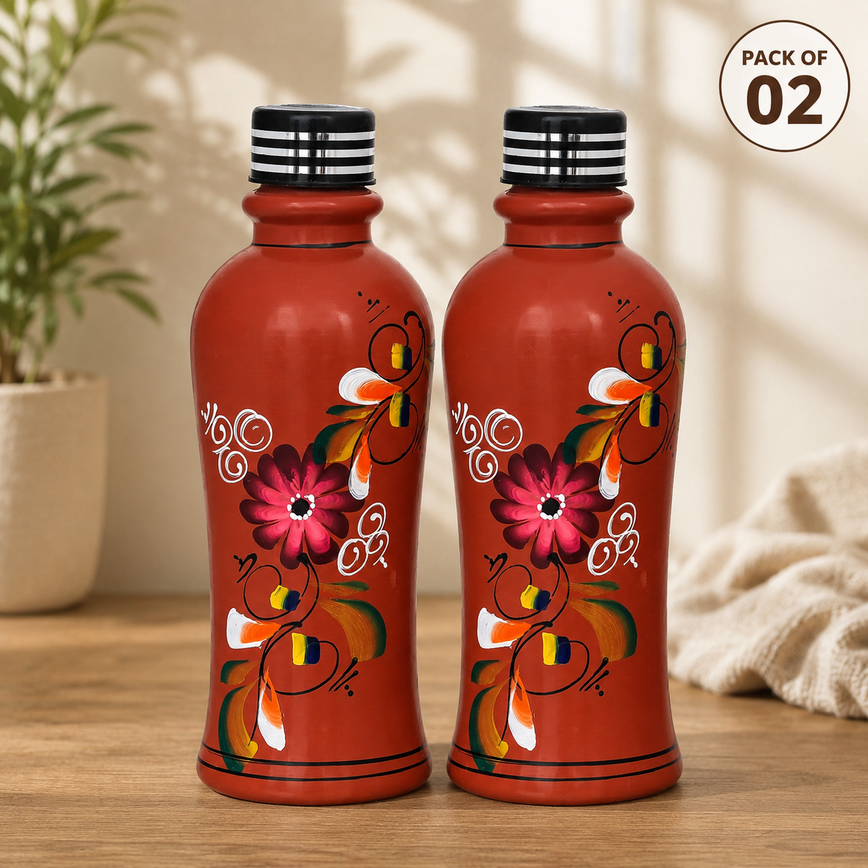 Painted Clay Bottle PAck Of 02